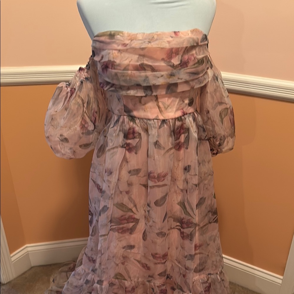 Floral Pink Off-Shoulder Dress